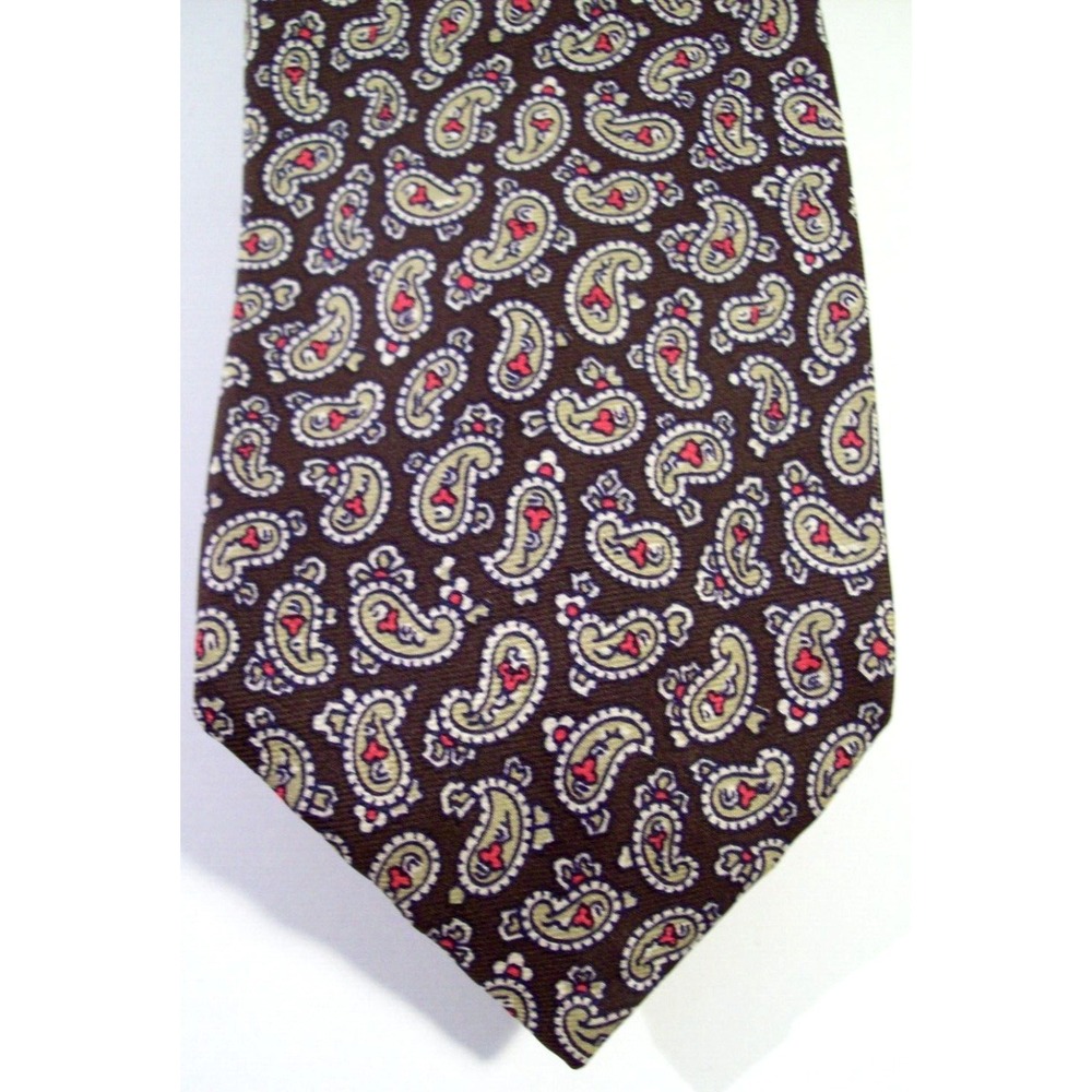 Men's Brooks Brothers Brooksgate‎ Brown Paisley Slim Silk Neck Tie, Vintage